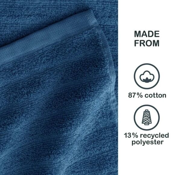 Mainstays Performance Textured Quick Dry Bath Towel 54"x 30" Indigo Set New - Picture 4 of 7